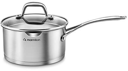 Marmiton - Casserole Émotion, M4004012 - Acier Inoxydable, Bec Verseur, Couvercle Perforé en Verre - Compatible Tous Feux dont Induction et Four - 20 cm, 3 L