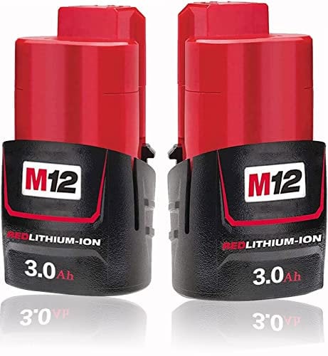 Geelink 2 Pack 12V 3.0Ah Replacement for Milwaukee 12v Battery M12B2 M12 Xc 48-11-2430 48-11-2420 48-11-2411 48-11-2401 48-11-2402 12 Volt M12 Cordless Tools Batteries