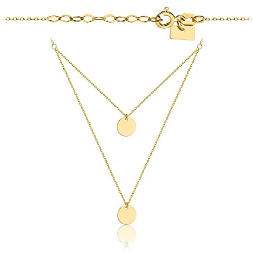 Goldene Damen Halskette 333 8k Gold Gelbgold Kette mit Anhänger Kreis Gravur