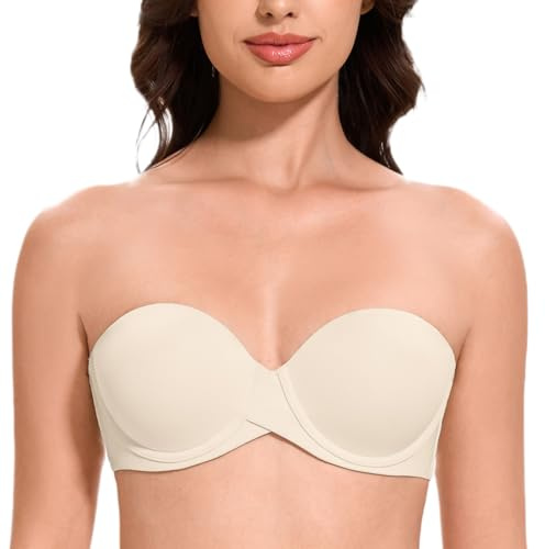 MELENECA Femme Push Up à Armatures Moulé Soutien-Gorge sans Bretelles | Poignée en silicone antidérapante, forme sans couture, soutien soulevé et port confortable pour les mariages