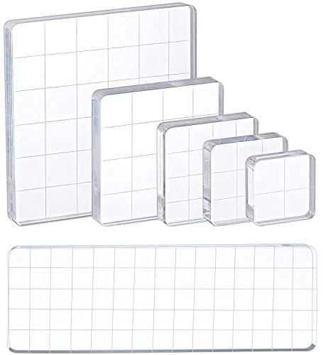TYFYH 6 Stück Acryl Stempelblock Set, Acrylblock für Silikonstempel, Stempelblock für Silikonstempel, Clear Stamps mit Gitter für DIY Fotoalbum Scrapbooking Handwerk