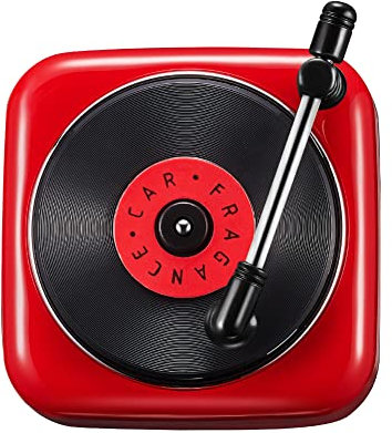 JSCARLIFE Car Fragrance Diffuser with Vent Clip,Windspeed Aromatherapy Diffuser for Car, Perfume Air Freshener Retro Style Record-Player Design, 3 Aromatherapy Tablets Included (Red)