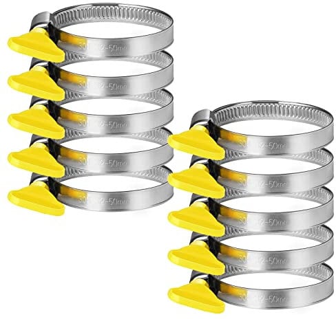Noosverl 10 Pezzi Fascette Metalliche Stringitubo per Piscina, Fascetta Stringitubo per Lavatrice e Giardino (32-50mm), Argento