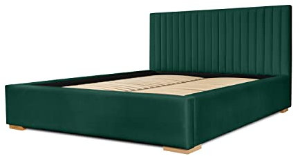 Siblo Bett 180x200 cm - Modern Polsterbett - Doppelbett mit Bettkasten und Lattenros - Lina Kollektion - Robust Bett mit Stauraum - Bettgestell aus Holz - Grün
