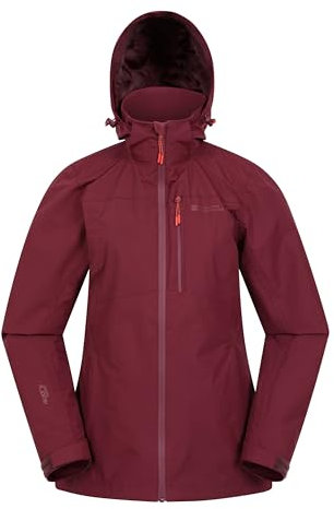 Mountain Warehouse Rainforest Womens Jacket -Waterproof Rain Coat with Pockets & Adjustable Hem, Mesh lined, Packaway Hoodie - For Autumn, Winter & Outdoors Burgundy Women's Size 18