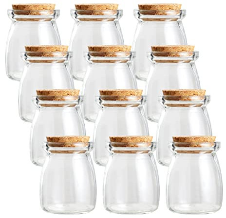Magic Season Bouteilles Décorative en Verre avec Bouchon en Liège (100 ml Bouteilles de Pudding / 12 Pièces)