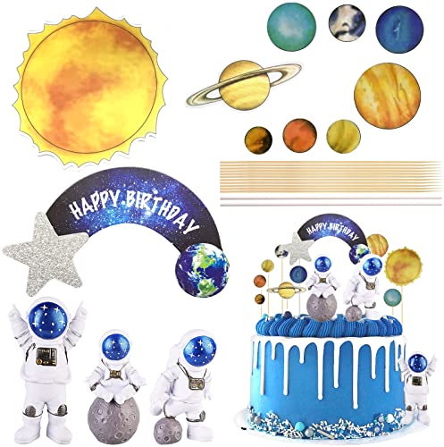 13 Stück Astronauten Tortendeko, Geburtstag Weltraum Kuchen Deko, Weltraum Kindergeburtstag, Weltraum Kindergeburtstag Kuchendekoration Raum Raketen Sterne für Astronauten Geburtstag Kinder Party