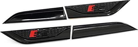 Audi 8W6071807LM Plaketten-Set S5 Schriftzug Kotflügel Logo Aufkleber, schwarz/rot