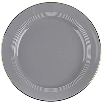 RAZZUM Speiseteller 10 Zoll Classic Lines Serie Gold Edge Design Keramik Speiseteller-Grau PalettenTabletts für Lebensmittel