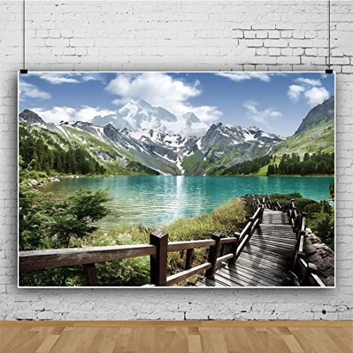 Ttincceer 150x120cm Natürliche Landschaft Hintergrund Schnee Berge Muqiao See Fotografie Hintergrund Sommer Tourismus Natürliche Landschaft Fotografie Hintergrund Photo Booth Prop