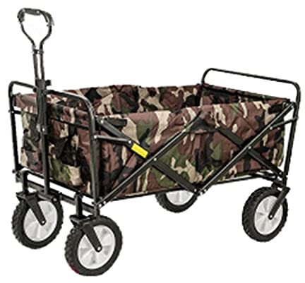 NOALED Klappwagen, zusammenklappbarer Mehrzweckwagen für den Außenbereich, mit Gummi-Universalrädern, für Camping, Garten, Strand, Gelände, Gelände, mit Seitentasche (Urban-Tarnung) ()
