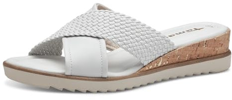 Tamaris Damen Plateau Mules Vegan Keilabsatz Sommer; WHITE/weiß; 37