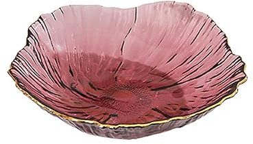 soulnioi Glass Fruit Plate, Flower Shape Crystal Dinner Plate, Snack Dessert Plate Serving Tray Decorative Plate for Wedding Party Office - Purple