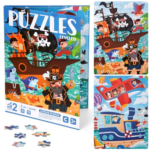 Kinderpuzzle Magnet Puzzle, 84 Teile Schiff Puzzle Buch Montessori Spielzeug Holzpuzzle Reisespiele Lernspielzeug Geschenk für Kleinkind Jungen Mädchen ab 3 4 5