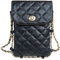 Larswon Handy-Umhängetasche, gesteppte Taschen, Handy-Geldbörse, weiche Kette, Crossbody-Tasche, Handy-Geldbörse für Damen, Schwarz, Medium