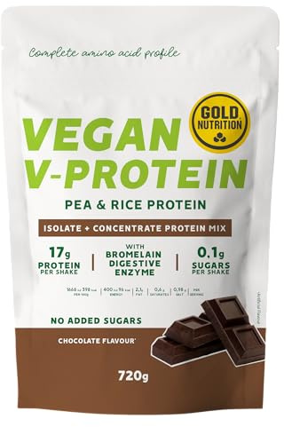 GoldNutrition® V-Protein Kombucha - Veganes Proteinpulver mit Erbsenprotein, Reisprotein, Kombucha & BCAA Eiweißpulver, 720g, Schokolade
