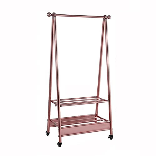 MOTHY Garderobenständer aus Aluminiumlegierung, zusammenklappbar, Schlafzimmer, Wohnzimmer, Kleiderständer, Kleiderständer, Aufbewahrungsregale, Metall-Garderobenständer/Roségold wwyy