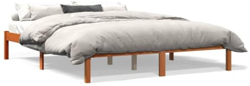 vidaXL Cadre de Lit, Lit Double avec Sommier à Lattes, Lit Adulte, Meuble de Chambre à Coucher, Moderne, Cire Marron 150x200 cm Bois de Pin Massif