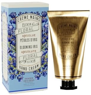 Panier des Sens – Feuchtigkeitshandcreme Trockene Hände & Haut - Irisblüten handlotion, Feuchtigkeitscreme, Handmaske - Oliven-, Mandelöl - Handpflege aus Frankreich 97% nat. Inhaltsstoffe - 75 ml