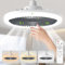 Ventilatore da soffitto con luce, ventilatori piccoli da soffitto 3 colori regolabili e controllo intelligente per piccola camera da letto, garage, sala attrezzi, ripostiglio, bagno interno, grigio