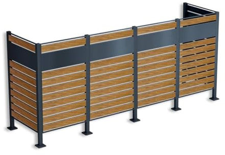 Metzler Mülltonnenzaun - Mülltonnenbox in Anthrazit für Vier Mülltonnen - Mülltonnenbox 4er,Sichtschutz, Mülltonnenbox, Garten Sichtschutz - rostfrei und massiv - Holzoptik