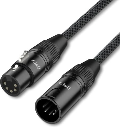 J&D 5 PIN XLR DMX Kabel, DMX512 XLR 5-polig Stecker auf 5-polig Buchse DMX 512 Turnaround DMX Bühnenlichtkabel, Blau, 3 m