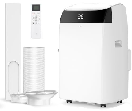 Air Conditioning Unit, 4-In-1 Portable Air Conditioner With Follow Me Function, Dehumidifier, Ventilation, 2 Fan Speeds, 24 Hour Timer, Sleep Mode & Window Kit (12000BTU)