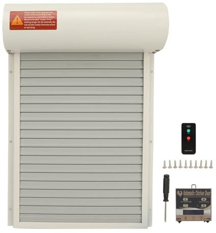 Topyond Automatischer Hühnerstall-Türöffner, LED-Display-Controller mit batteriebetriebener manueller automatischer Hühnertür mit Timer-Lichtsensor-Fernbedienung für Huhn, Ente, (White)