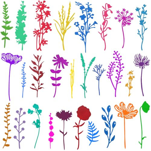 28 Stück Wildblumen-Metall-Stanzformen, SENHAI Blumenblätter, 3D-Blumen-Stanzformen für Kartenherstellung, Bastelschablonen für DIY Handwerk Scrapbook Album Papier Karte Dekoration Prägung