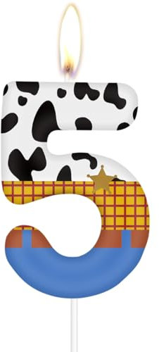 Spielzeug Geburtstagskerzen, Geschichte Nummer 5 Kerzen für Kuchen, Cowboys 5th Geburtstag Kuchen Kerzen, Blaue Geschichte Thema Kerzen für Mädchen Jungen Spielzeug Spiel Geburtstagsparty Dekorationen