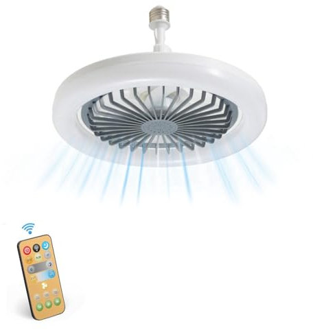 Yominerr Multi Directional Light Socket Fan with Remote 10In, Screw-in Ceiling Fan in Light Socket for Enhanced and Adjustable