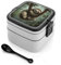 Faultier-Bento-Box, doppellagig, Bento-Lunchbox mit Löffel und Griff, Lunchbox mit Fächern, Lunchbox für Erwachsene, auslaufsicher, Lunchbehälter für Essen, Arbeit, Picknick