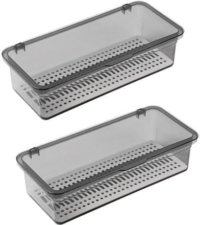 Giilayky Flatware Tray with Lid,Utensil Storage with Lid Plastic Cutlery Tray,Cutlery Drawer Organizer Utensil Storage ContainerB