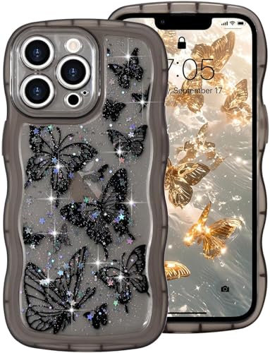 miyonsin Glitzer Hülle für iPhone 6 Plus/iPhone 6S Plus, Durchsichtig Bling Glitter Stoßfeste Handyhülle für Frauen und Mädchen, Niedliche Glitzernde Schutzhülle für iPhone 6 Plus, Schwarz
