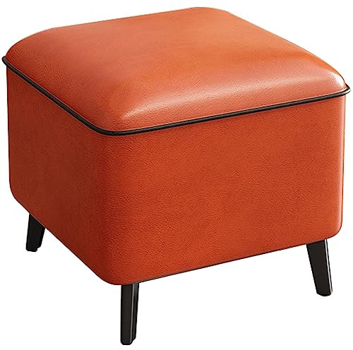 KHLMSRXJ Stool Padded Stool With Thick Sponge And Metal Stool Legs, Comfortable Pouf Footstool For Bedroom Living Room Garden Balcony(Size:28 * 28 * 30CM,Color:orange red)