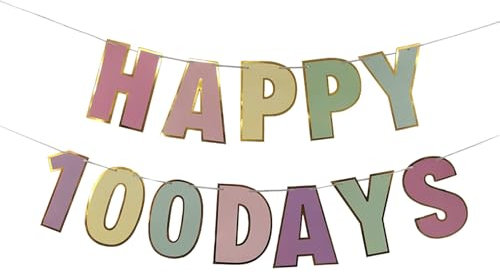 CZSYZCZS Banner mit Aufschrift 'Happy 100 Days', 100 Tage der Schule, Hochzeitsfeier, Party, 100 Tage, Themenparty, Dekoration, bunte Buchstaben, Banner für Baby, 20 x 10 cm, Mehrfarbig