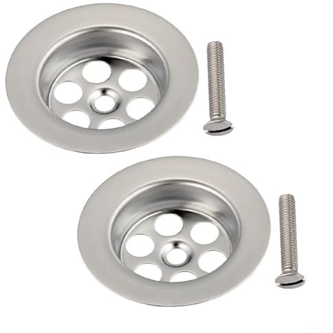 2 Pieces Basin Kitchen Sink, Waste Basket Replacement Strainer, Stainless Steel Bath Hole Spare With Screw, Bath Overflow Cover Kitchen Bathroom Basin Trim Sink
