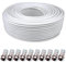 CABLEPELADO - Bobina de Cable Coaxial de 20 Metros con 10 Conectores F – Cable COAXIAL 75OHM Blindado para TV Satélite, Antenas y Receptores