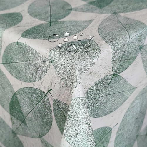 Wachstuch Wachstischdecke Tischdecke Kleine Blätter Grün Rechteckig 130 x 160 cm abwischbar