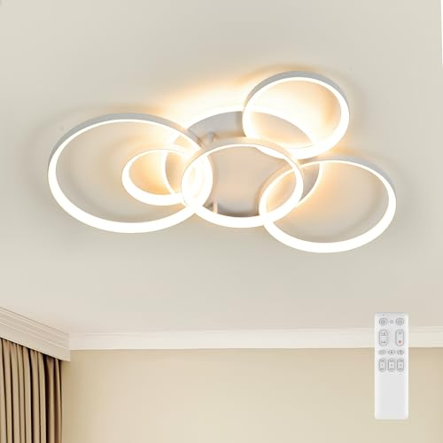 MOUNM Deckenleuchte dimmbar Wohnzimmer, Deckenlampe 75 W 6000 lm, 86 * 60cm | Deckenlampe LED dimmbar 3000K-6000K für Wohnzimmer, Schlafzimmer, Küchen Flure, Balkone, Haustüren, Deckenlampe Wohnzimmer