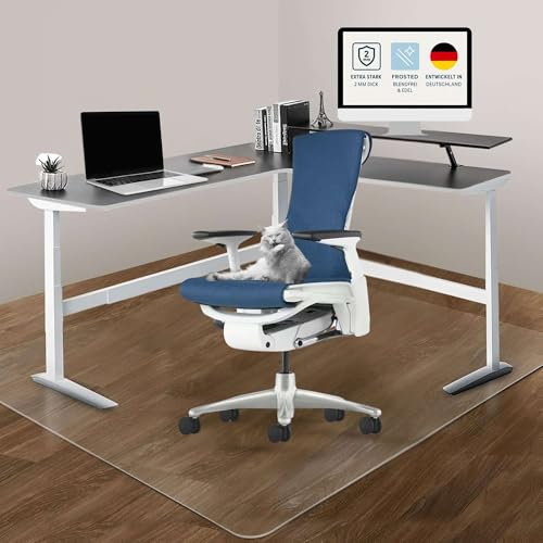 Artwelt Bürostuhl Unterlage Bodenschutzmatte aus mattem PVC rutschfest 2 mm dick Strapazierfähig & Bruchsicher (100cm X 120cm)