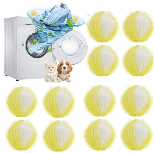 BUTO 12Pcs Atrapa Pelos Lavadora,Quita Pelos Mascota,Bolas Lavadora,para Gatos Perros,para Eliminar el Pelo de Las Mascotas en la Lavadora,Reutilizable