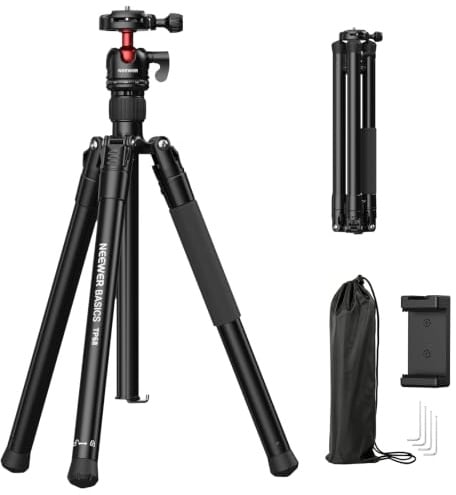 NEEWER Basics 57 Kamerastativ Einbeinstativ mit Arca Typ Schnellwechselplatte Kugelkopf und Handyhalterung, kompaktes tragbares Reisestativ, DSLR Camcorder, Streaming Video, 3kg Tragkraft, TP68