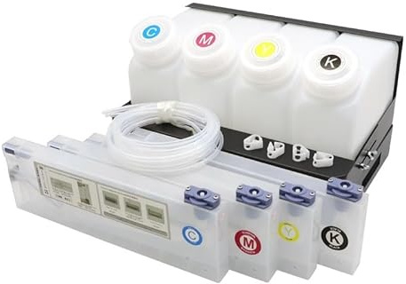 HEZHAOWH 4 stücke 220ML 1,5 L Tank Nachfüllbare Tintenpatrone Groß Ciss System for Ro-und Drucker BN-20 BN-20A VS300 RS540 XR640 RF640 SP300(4Cartridge 4tank)
