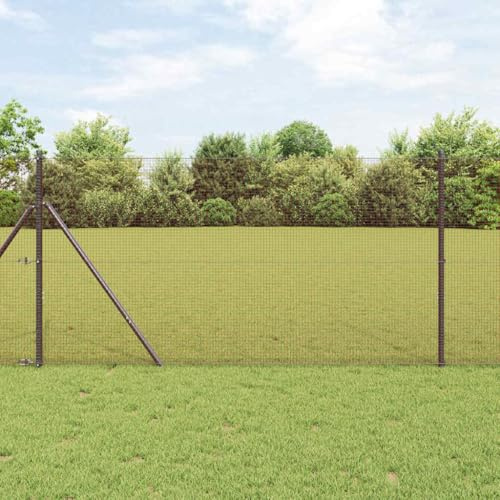 Clôture en fil soudé, rouge, 1,5 x 10 m, en métal, robuste, brise-vue, clôture en grillage durable, panneaux de clôture pour jardin et terrasse, montage facile