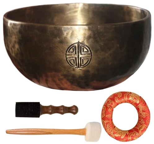 Ensemble de bols chantants tibétains 6 pouces bol tibétain en cuivre rond chantant avec maillet et coussin pour la méditation pleine conscience Yoga Chakra et plus encore