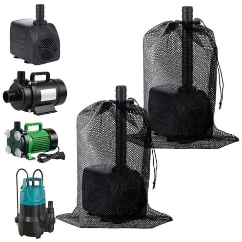 2PCS Pond Filter Bag Anti-Clogging Outdoor Mesh Water Pump Cover Barrier Box Basket Black Media Nylon Mesh Pump Barrier Bag Fish Pond Household Filters-Bag Accessories For Swimming Pool Filters