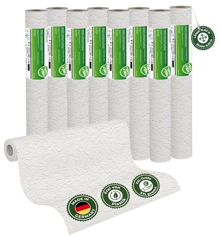 Veluxis Vliestapete 8er-Set GRANDIOSO Putzstruktur – 15,00 m × 0,53 m | moderne Alternative zur Raufasertapete, Strukturtapete Putzstruktur, überstreichbar, atmungsaktiv, Made in Germany