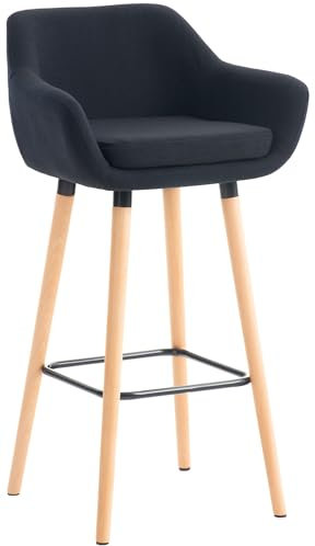 CLP Barhocker Grant I Thekenhocker Mit Stoff-Bezug I Gestell Aus Buchenholz, Farbe:schwarz