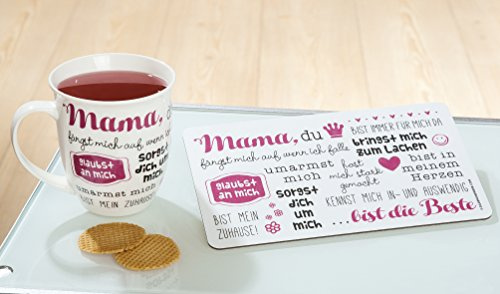 1x Brettchen Mama du bist... Melamin Breite 23,5 cm, Geschenk, Muttertag, Geschirr, Küche